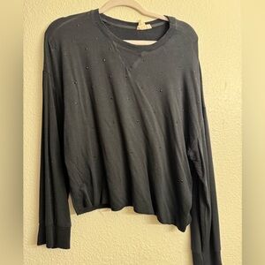 White crow rhinestone top black medium